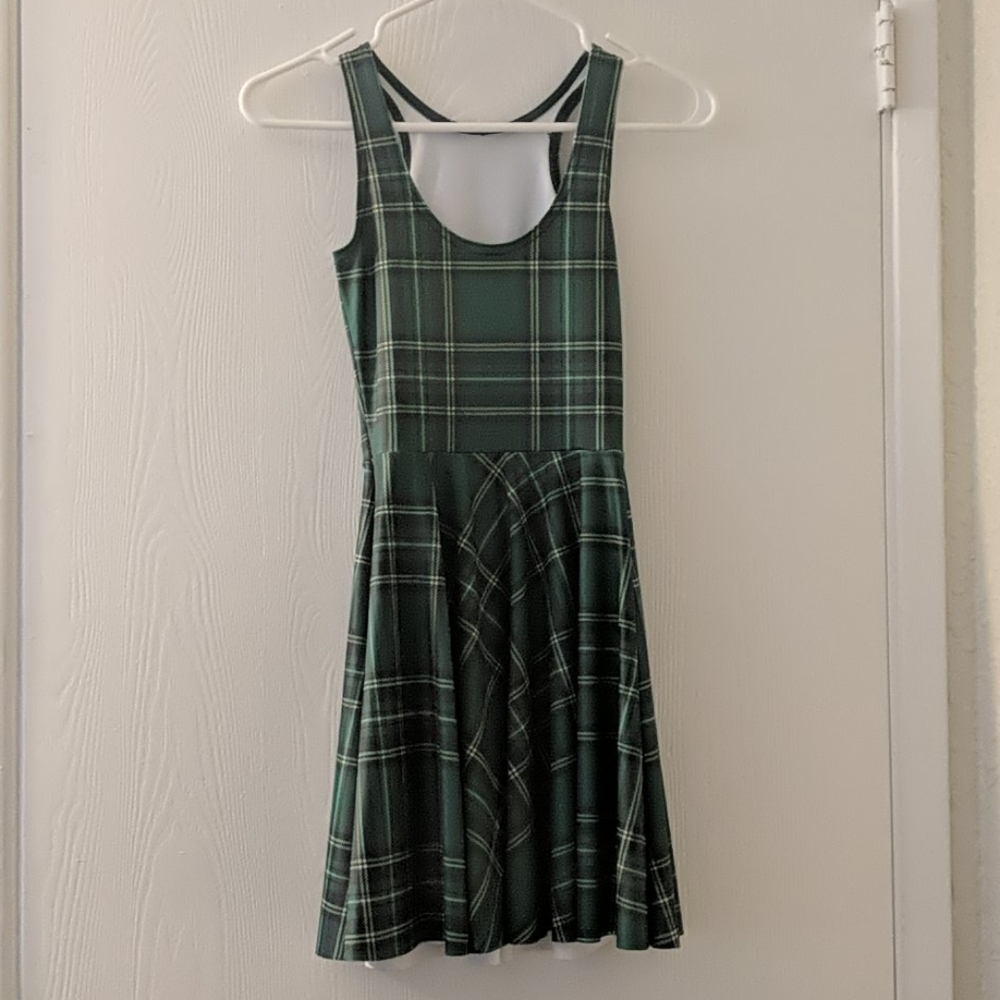 Black milk tartan green reversible skater dress
